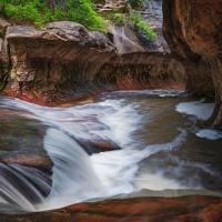 A canyon in Zion National Park during heavy spring runoff this year