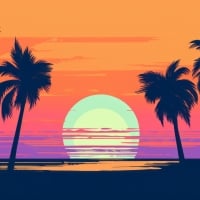 Retro Illustration Sunset