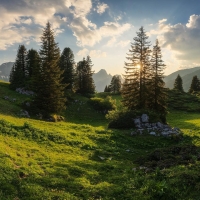 Sunset in the mountains of Austria