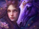 Fantasy purple unicorn girl