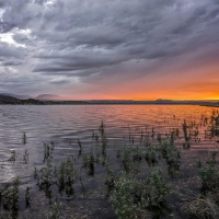 Light rain ushered in namesake skies in Flaming Gorge, Utah