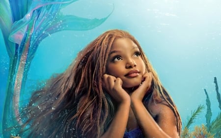 The Little Mermaid 2023 - ariel, water, poster, girl, siren, mermaid, underwater, movie, disney, the little mermaid