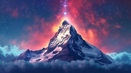 Space Mountain - space, illustration, 3d, mountain, digital art