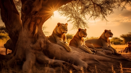 Resting lions