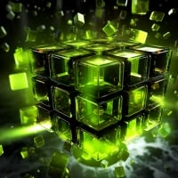 3D Abstract Green Cube