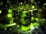 3D Abstract Green Cube