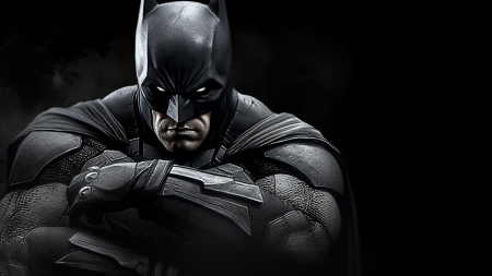 Batman - dc comics, bruce wayne, black background, batman, arms crossed, suits, superhero