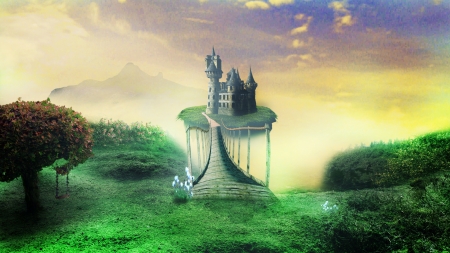 Castle Of Natura - Hanging, Fairy, Nature, Fantasy, Landscape