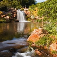 The waterfall at Red Butte Gardens, University of Utah, Salt Lake City