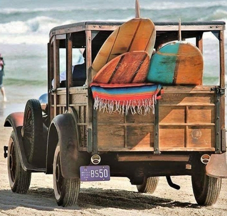 Car - beach, car, surfing table, transport
