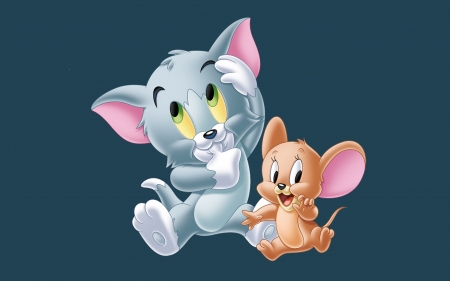 Tom and Jerry as small babies - animation, childhood, mouse, tom and jerry, baby, cat, cute, movie, pisici