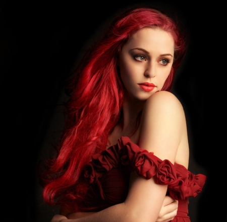 :) - black, redhead, woman, model, jessica truscott, red, girl