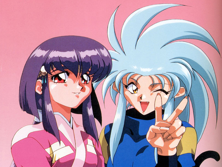 Ayeka and Ryoko - washu, anime, ayeka, ryoko, tenchi muyo, ryo ohki, sasami, kain, mihoshi