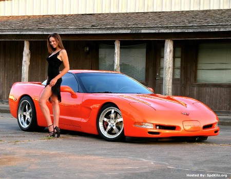 Red Vette - vette, sexy, model, gm