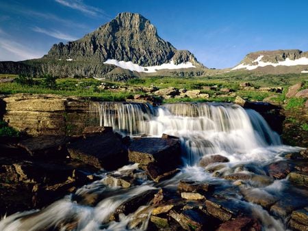 Awesome Nature - nature, running water, river, mountains, waterfall, rocks