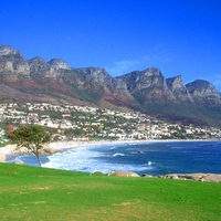 Camps Bay Beach with Twelve Apostles Mountains