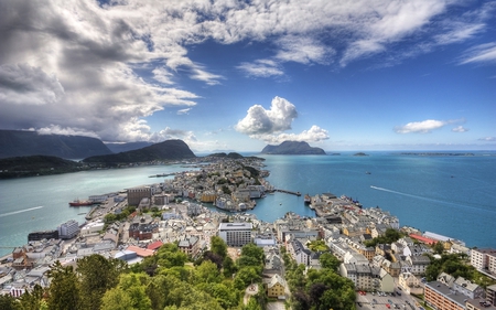 Around the world - sky, town, sea, coast