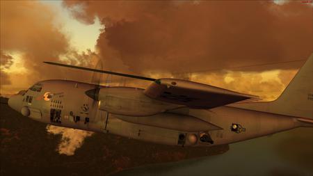 FSX AC-130H SPECTRE - cloud, contrail, float, runway, afterburn, gun, prop, ocean, eagle, sky, jet, air, force, mach