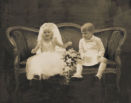 Bride and Groom - kids, pic, people, old, wedding