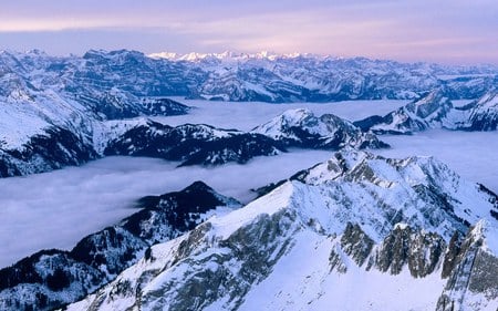 Swiss Alps - skies, mountain range, swiss alps, scenic, mountain