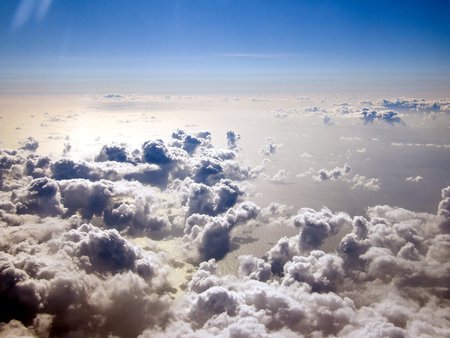 Above the Clouds - nice, sky, landscape, sunset, above, gold, nature, white, cool, yellow, clouds, blue, beautiful, colors