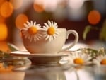 Cup of tea with flowers