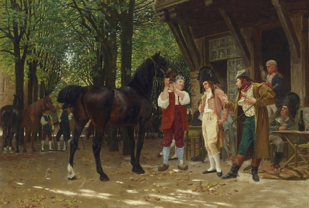 :) - charles edouard delort, horse, art, painting, man, pictura, cal, people