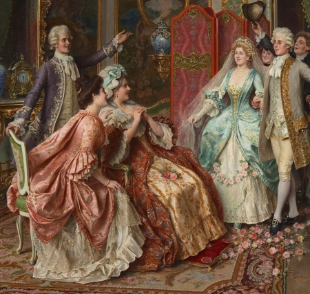 The Wedding Party (detail) - art, painting, detail, pictura, arturo ricci, people, wedding party