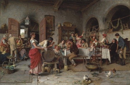 The Wedding Party - wedding party, arturo ricci, pictura, people, woman, painting, man, art