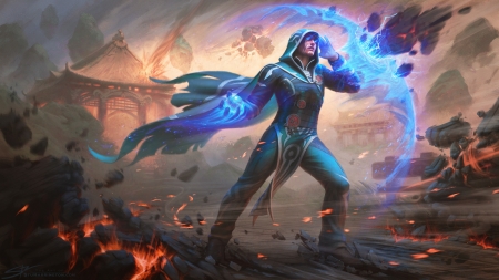 Yu Huang - yu huang, game, blue, god, man, smite, fantasy, fantast, jace beleren