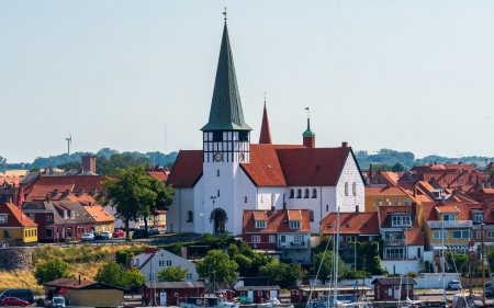 Ronne, Denmark - Denmark, town, houses, church