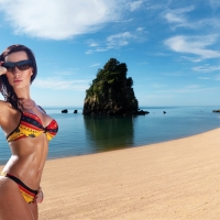 Colorful Bikini Model at the Beach