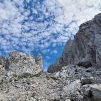 Rock formations on the way to the Vordernberger Griesmauer in Vordernberg, Styria, Austria