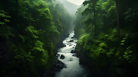 Beautiful green rainforest - esoerdo, folyami, folyo, tajkep, termeszet, vadon, vizfolyas, zold termeszet
