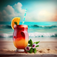 Cocktail with orange and mint