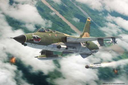 Republic F-105 Thunderchief Art - art, artwork, jets, republic f105 thunderchief