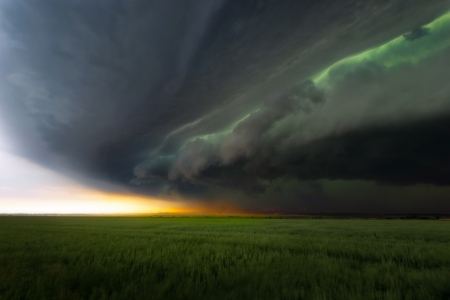 Storm - black, storm, nature, green, cloyd, tornado, field