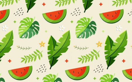 Pattern - watermelon, summer, green, red, leaf, texture, vara, patterb