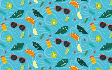 Texture - blue, fruit, ice cream, icecream, leaf, lime, orange, pattern, summer, sunglasses, texture, vara