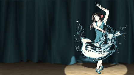 Ole! - blue, dancer, smashing magazine, flamenco, dance, girl, water, dress