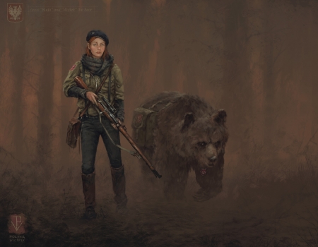 :) - bear, fantasy, urs, hunter, brown, girl, art