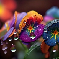 Closeup of colorful flowers