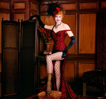 Nicole Kidman - model, like a painting, john singer sargeant, nicole kidman, red, girl, actress, woman, vogue