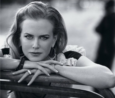 Nicole Kidman - black, white, model, bw, blonde, face, actress, nicole kidman