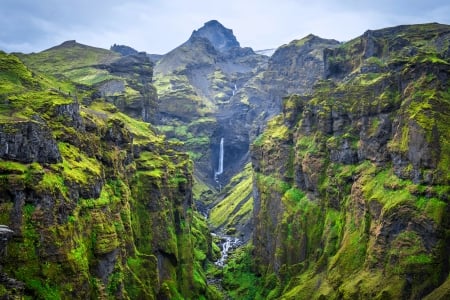 Hangandifoss Waterfall, Mulagljufur Canyon