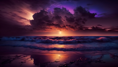 Ocean sunset - Horizon, Stormy, Dusk, Beach, Sky