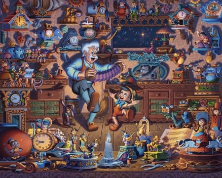 Pinocchio - pictura, fantasy, eric dowdle, painting, disney, man, art, pinicchio