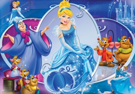 Cinderella - fantasy, blue, cinderella, dress, girl, movie, princess, disney