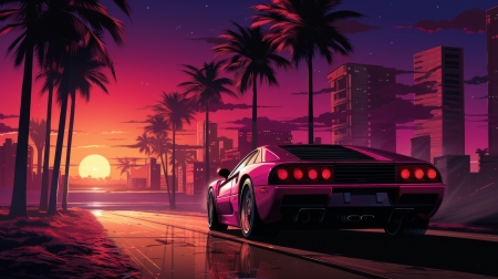 Ferrari - Synthwave Sunset