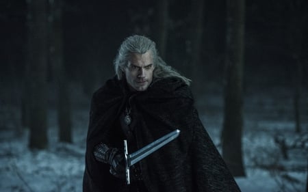 The Witcher 2019 - - henry cavill, actor, the witcher, sword, tv series, geralt, night, man